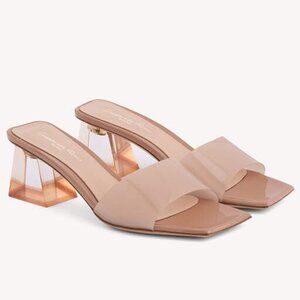 Gianvito Rossi Cosmic Sandal 55mm Vinyl TPU Mules Nude Pink Beige $895 Italy 8.5